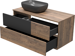 Misty Тумба под раковину Коломбо 100 L подвесная дуб галифакс/антрацит – фотография-5